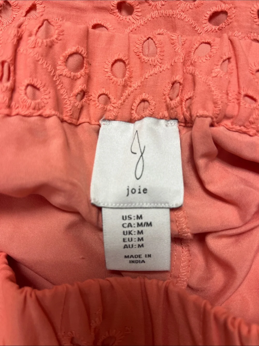 Joie 2-piece orange eyelet skirt and top set, size medium, new without tags